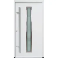 Krongart Haustür Köln HT68 - Stahl, 1000 x 2100 mm, DIN rechts nach aussen öffnend, 3-fach Wärmeschutz, 3-fach Verriegelung Winkhaus, weiss