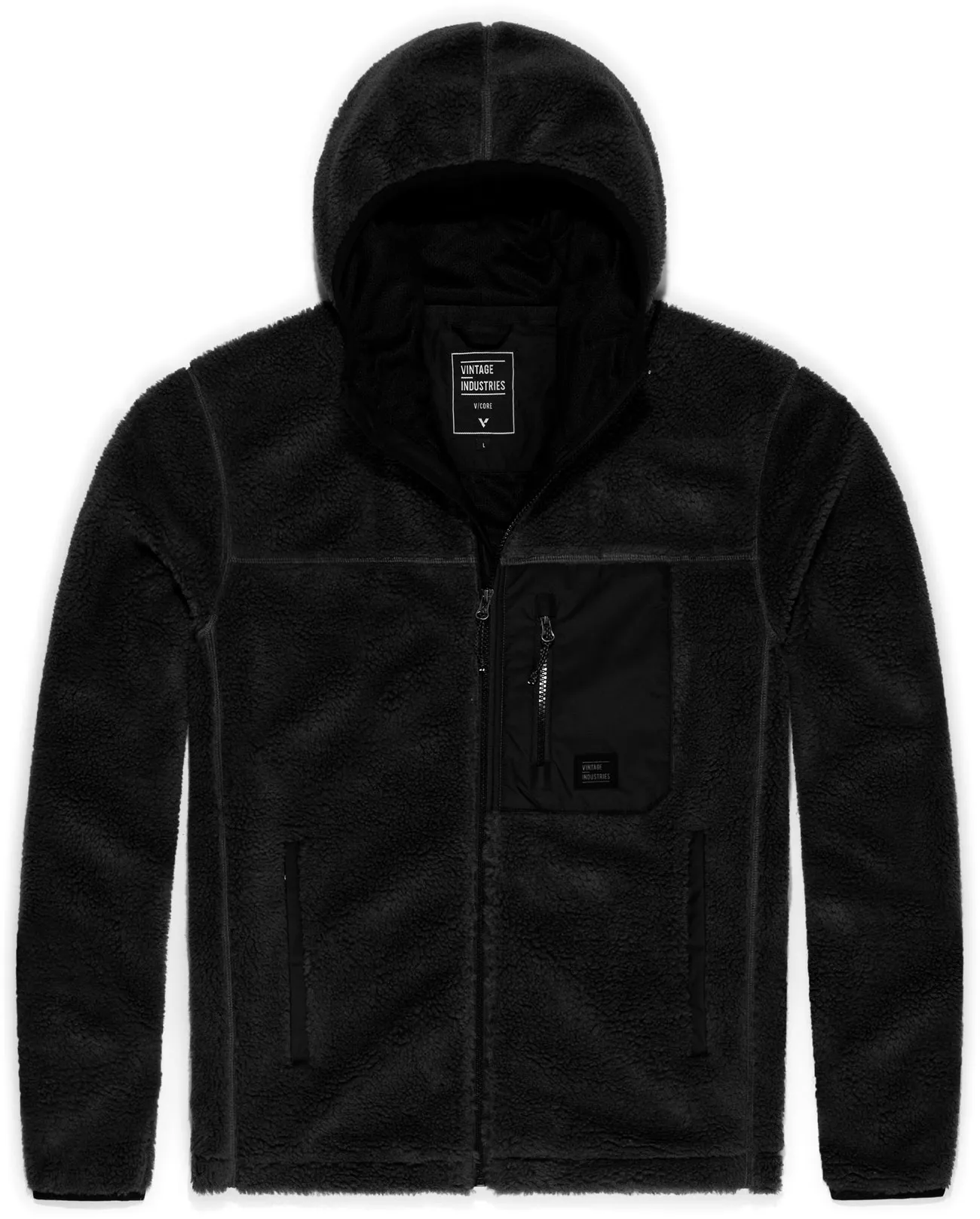 Vintage Industries Dustin Sherpa, sweat à capuche zippé - Noir - S