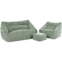 I.C.O.N. icon Sitzsack-Set, Salbeigrün, Kunststoff, 3-Sitzer, 160x70x93 cm, Hergestellt