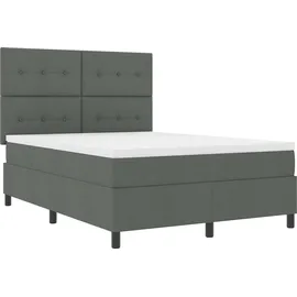 vidaXL Boxspringbett mit Matratze Dunkelgrau 140 x 190 cm Stoff