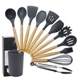 RONGJJ 11-teiliges Silikon Küchenhelfer-Set, Antihaft Hitzebeständiger Silikonspatel Set, Mit Kunststoff Utensilienhalter, Grey