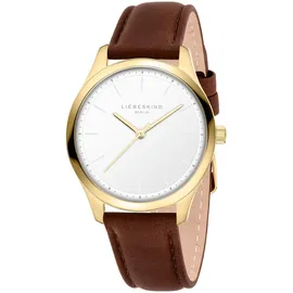 Liebeskind Berlin Quarzuhr LIEBESKIND BERLIN "Basic Staples", braun, weiß, Armbanduhren, Damen, Quarzuhr, Armbanduhr, Damenuhr, Lederarmband, analog