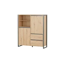 Möbel Boss Highboard 120 x 140 x 40 cm Braun / Grau