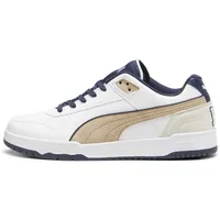 Puma RBD Game Low Retro Sneaker, White-Club Navy-Prairie Tan, 42.5 EU