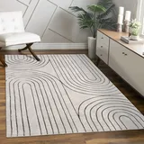 Paco Home Teppich Wohnzimmer Kurzflor Regenbogen, Geometrisch 160x230 cm, grau, 3 - Paco Home