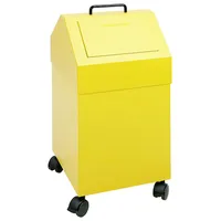 PROREGAL Fahrbarer Abfallsammler, selbstschließender Einwurfklappe, 45L, HxBxT 71,5x33x31cm, Feuer- & Geruchshemmend, Gelb, Abfalleimer Abfalltrennung