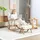 Homcom Schaukelstuhl mit Hocker Polyester 65 x 94,5 x 96 cm Cremeweiß