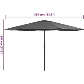 vidaXL Sonnenschirm mit Metall-Mast Ø 400 cm anthrazit