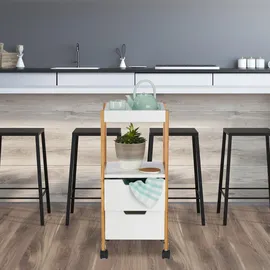 Relaxdays Servierwagen braun 30,0 x 30,0 x 69,0 cm