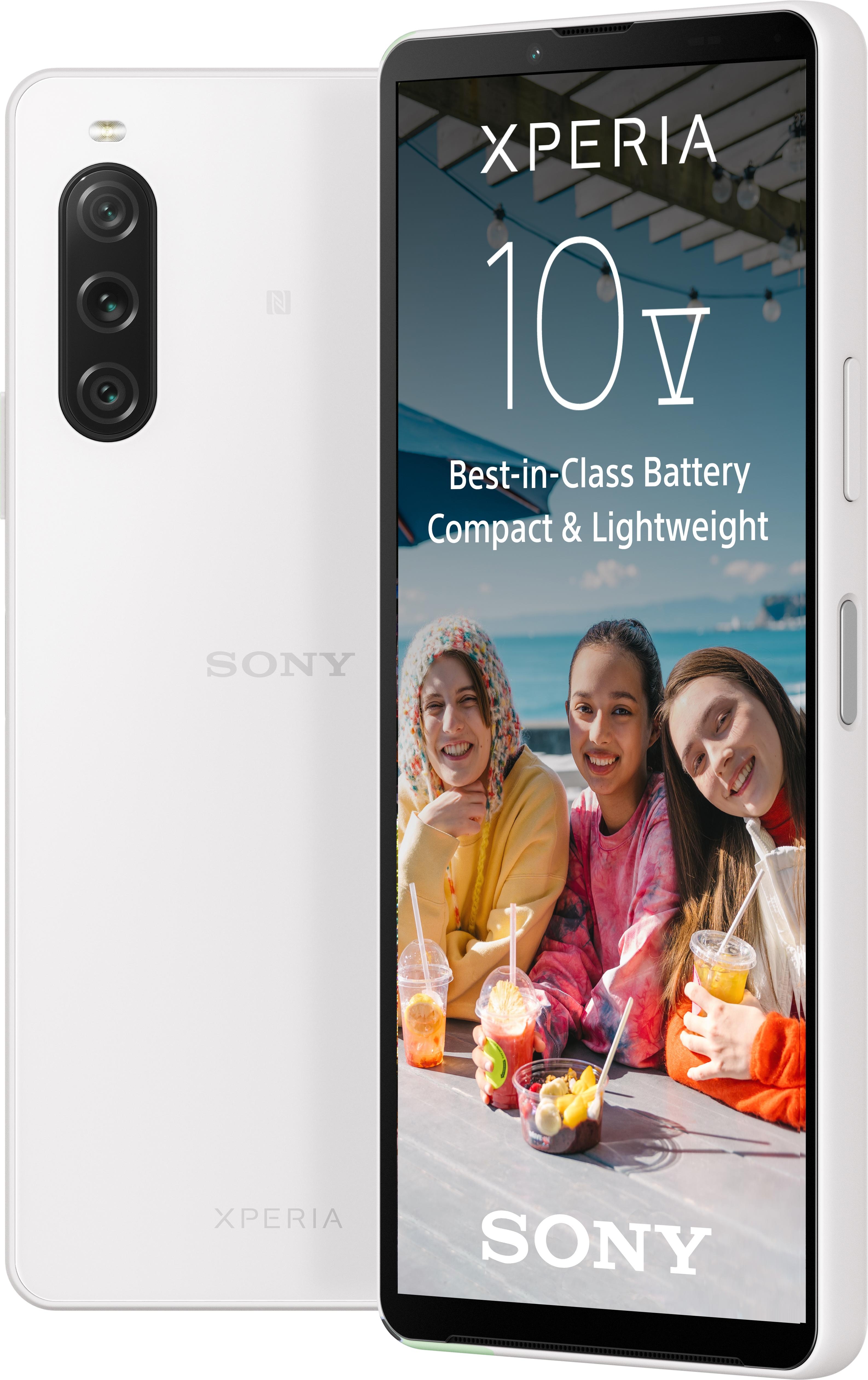 Sony Xperia 10 V (128 GB, White, 6.10", SIM + eSIM, 48 Mpx, 5G), Smartphone, Weiss