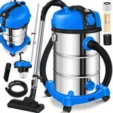 MASKO MASKO® Industriestaubsauger Staubsauger Nass Trocken Sauger Edelstahl 2300W + Steckdose Blasfunktion Trocken-Saugen & Nass-Saugen Push&Clean Industrie-Sauger mit & ohne Beutel beutellos