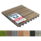 Floordirekt WPC Fliesen 30x30 cm, 1 Stück = 0,09m2 Terrassenfliesen, Klickfliesen, Balkonfliesen in Holzoptik - Bodenbelag für Balkon & Terrasse - wetterfest mit Drainagefunktion | Mix Teak