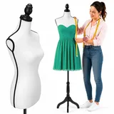 Schneiderpuppe Damenbüste für Schneiderpuppen Kleidung Tailleur Torso Damen Höhe verstellbar für Vitrinen mit Stativ Holzstruktur 42 x 170 cm (Total White)