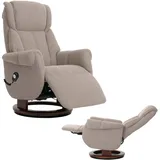 MCA Furniture MCA Relaxsessel + Aufstehhilfe HWC-N58, Fernsehsessel Sessel Fußstütze Bouclé Stoff Holz braun, Holz walnussfarben - Braun