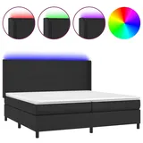vidaXL Boxspringbett mit Matratze & LED Schwarz 200x200 cm Kunstleder