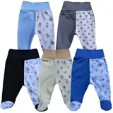 MEA BABY Unisex Baby Hose mit Fuß Baby Strampelhose mit Fuß 5er Pack. Baby Hose mit fuß Mädchen Baby Hose mit fuß Jungen (62, Jungen) - 62