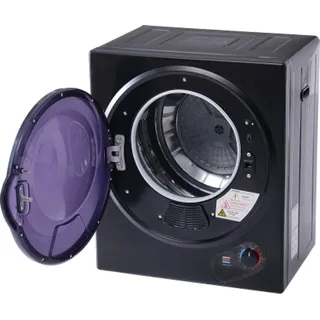 AIORBER Mini-Wäschetrockner, wandmontierbar, 200-Minuten-Timer, Doppelfilter, PTC-Keramikheizung, Edelstahltrommel, Überhitzungsschutz, 65°C - Schwarz