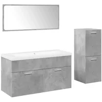 VidaXL Badmöbel-Set Betongrau 4-tlg. Holzwerkstoff