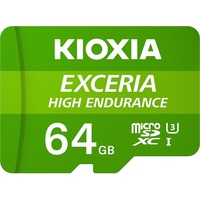 Kioxia EXCERIA HIGH ENDURANCE MicroSDXC 64GB Kit, UHS-I U3, A1, Class 10 (LMHE1G064GG2)