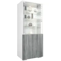 Vladon Vitrine, Anthrazit, 50x122.5x34.5 cm, Wohnzimmer, Wohnwände, Vitrinenschränke