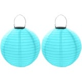 Lampions Solar Außen,Himmel 2 Stücke Solar LED Laterne Wasserdicht Nylon Hängende Gartenlaterne 20cm Solar Beleuchtung für Garten, Hof, Terrasse, Hochzeit, Halloween Fest Deko (leicht blau)