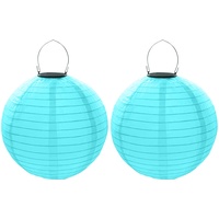 Lampions Solar Außen,Himmel 2 Stücke Solar LED Laterne Wasserdicht Nylon Hängende Gartenlaterne 25cm Solar Beleuchtung für Garten, Hof, Terrasse, Hochzeit, Halloween Fest Deko (leicht blau)...