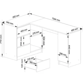 akord furniture factory AKORD B20 links Weiß Eichenfarben