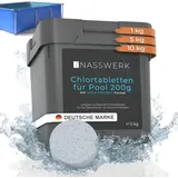 nasswerk Langzeit Chlortabletten 200g für Pool – langsam löslich 5 kg | Nasswerk Tabs