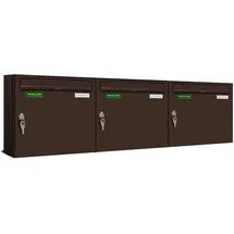 AL Briefkastensysteme Basic 3er Briefkasten RAL 8017 Schokoladenbraun inkl. Zeitungsfach