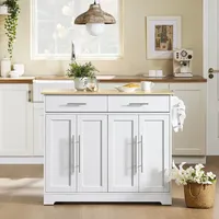 SoBuy Kücheninsel Servierwagen Küchenwagen mit Ausziehbarer Arbeitsplatte 113x91x69cm FKW129-WN