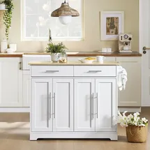 SoBuy Kücheninsel Servierwagen Küchenwagen mit Ausziehbarer Arbeitsplatte 113x91x69cm FKW129-WN