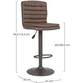 BIZZOTTO Barhocker Connor 2er-Set aus Kunstleder, klassisch höhenverstellbar, Braun, gepolstert