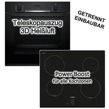 Bosch Backofen Hydrolyse + Induktionskochfeld Booster autark 60 cm