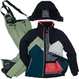 Killtec Damen Skianzug Größe 38 - aus Skijacke petrol schwarz und Skihose olive grün - mit 10000mm Wassersäule - wasserdicht, atmungsaktiv - 38