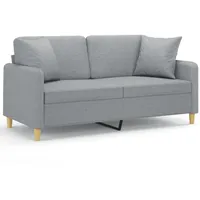vidaXL 2-Sitzer-Sofa mit Zierkissen Hellgrau 140 cm Stoff