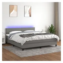 vidaXL Boxspringbett mit Matratze & LED Dunkelgrau 180x200 cm Stoff