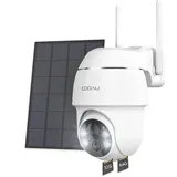 COOAU Überwachungskamera 2K 3MP Überwachungskamera Aussen Akku WLAN Kamera (Aussen, Außenbereich, 2-Wege-Audio, 355°/90° Kabellos WLAN IP Kamera​Outdoor,Q02 Weiß, mit Solarpanel, PIR menschliche Erkennung, Farbige Nachtsicht, Smart Bewegungsmelder)