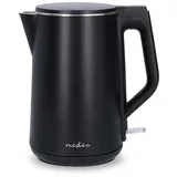 Nedis Wasserkocher - 1.5 l - Plastik - Schwarz - Um 360 Grad drehbar - Verdecktes Heizelement - Strix Controller - Boil-dry protection