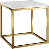 Tectake Beistelltisch, Weiß, Gold, Kunststoff, Abstrakt, 45x47.5x45 cm, Wohnzimmer, Wohnzimmertische, Beistelltische