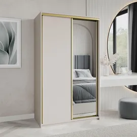 masseno Schwebetürenschrank TAVI 120 x 205 x 60 cm Beige/Gelb