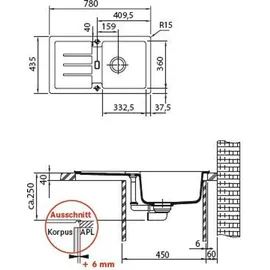 Franke Strata STG 614-78 Onyx + Handbetätigung