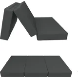 POKAR Klappmatratze 3-teilige Faltmatratze Gästematratze Feldbett Klappbett, Größe:80 x 195 x 15 cm, Farbe:Anthrazit - Wasserdicht - Dunkelgrau
