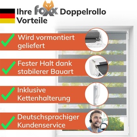 Foxx Doppelrollo Klemmfix Standardmaß - Breite (cm): 50, Farbe: Schwarz, Höhe (cm): 1...