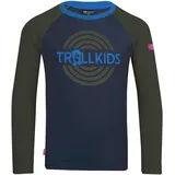 TROLLKIDS Kinder Longsleeve Preikestolen Mystik Blau/Efeugrün/Mittelblau kosmosblau|helles Everglade|kobaltblau 96-102cm 3-4J