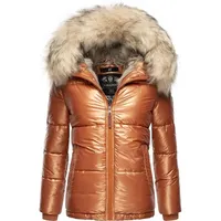 Navahoo Damen Winterjacke Steppjacke warm mit Kunstfellkapuze Tikunaa Rusty Cinnamon Gr. S - S