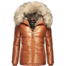 Navahoo Damen Winterjacke Steppjacke warm mit Kunstfellkapuze Tikunaa Rusty Cinnamon Gr. S - S