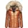 Navahoo Damen Winterjacke Steppjacke warm mit Kunstfellkapuze Tikunaa Rusty Cinnamon Gr. S - S