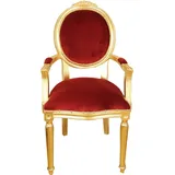 Casa Padrino Barock Luxus Esszimmer Medaillon Stuhl mit Armlehnen Bordeaux Möbel