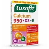 taxofit® Calcium 950 + D3 + K Tabletten für den Erhalt von Knochen, Muskeln und Zähnen | hochdosiert | laktosefrei | Nahrungsergänzungsmittel mit Calcium, Vitamin D und Vitamin K | 30 Tabletten