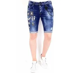 Local Fanatic  7/8 & 3/4 Hosen Kurze Jeanshosen Für Mit Patches  in Blau, US 30